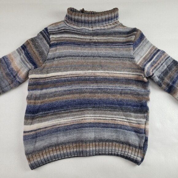 Skovhuus Wool Blend Sweater Womens Medium Blue Stripe Turtleneck Danish Pullover - Picture 5 of 9